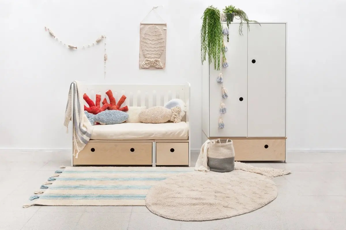 LORENA CANALS - Couverture Tricot Stripes Naturel - Gris