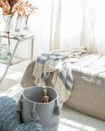 LORENA CANALS - Couverture Tricot Stripes Naturel - Gris