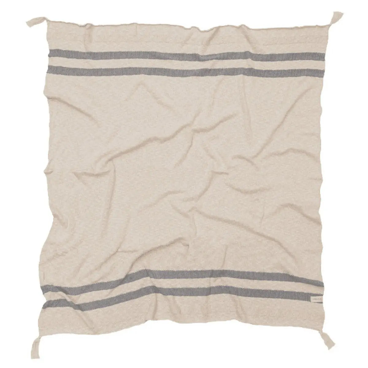 LORENA CANALS - Couverture Tricot Stripes Naturel - Gris
