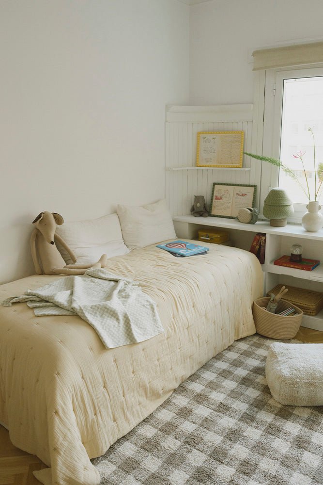 LORENA CANALS - Couverture Tricoté - Carrelage Bleu Sauge