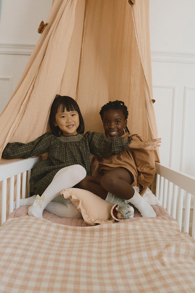 LORENA CANALS - Couverture Tricotée Vichy Rose