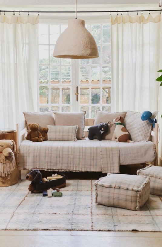 LORENA CANALS - Plaid Écossais Tissé À La Main Bleu Sauge 140 X 200 Cm