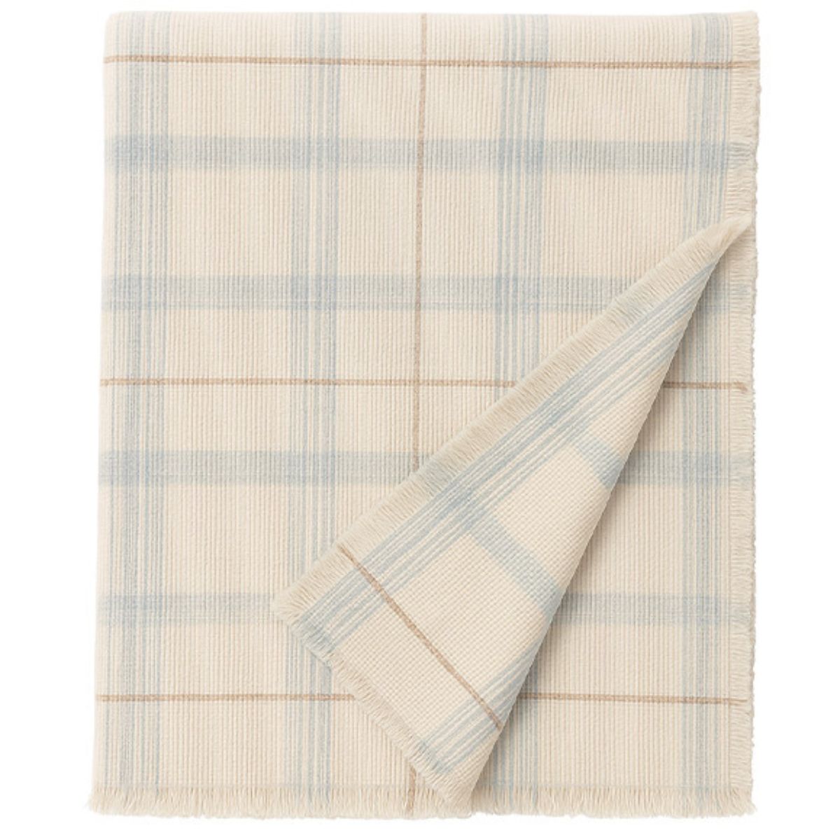 LORENA CANALS - Plaid Écossais Tissé À La Main Bleu Sauge 140 X 200 Cm