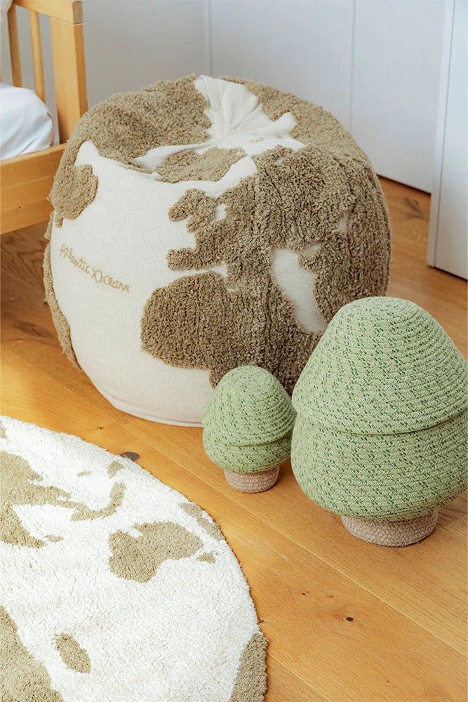 LORENA CANALS - Pouf Carte Du Monde En Tissu Recyclé