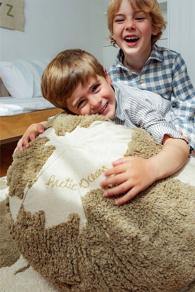 LORENA CANALS - Pouf Carte Du Monde En Tissu Recyclé