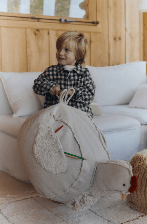 LORENA CANALS - Pouf Pour Enfants en Forme de Poulet - Naturel