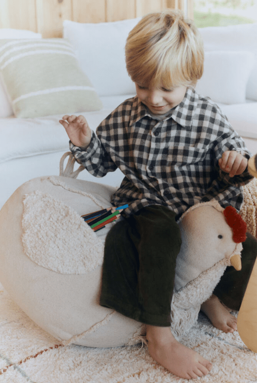 LORENA CANALS - Pouf Pour Enfants en Forme de Poulet - Naturel