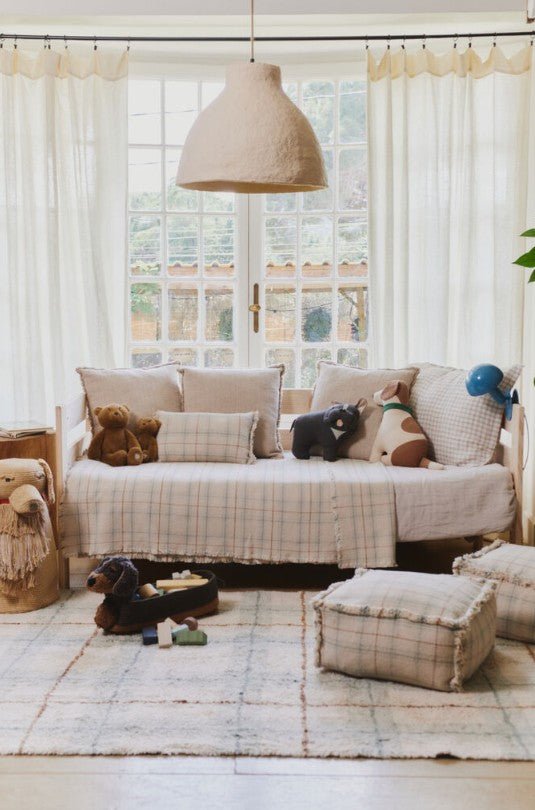 LORENA CANALS - Pouf Tissé Main Bleu Sauge