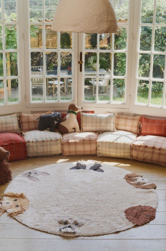 LORENA CANALS - Pouf Tissé Main Bleu Sauge