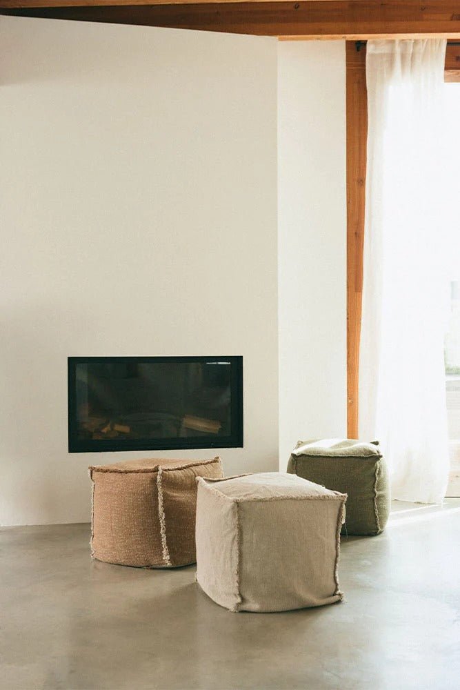 LORENA CANALS - Pouf Tissé Main Kaki