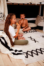 LORENA CANALS - Tapis Lavable Atlas Natural - Noir 120 X 160 cm