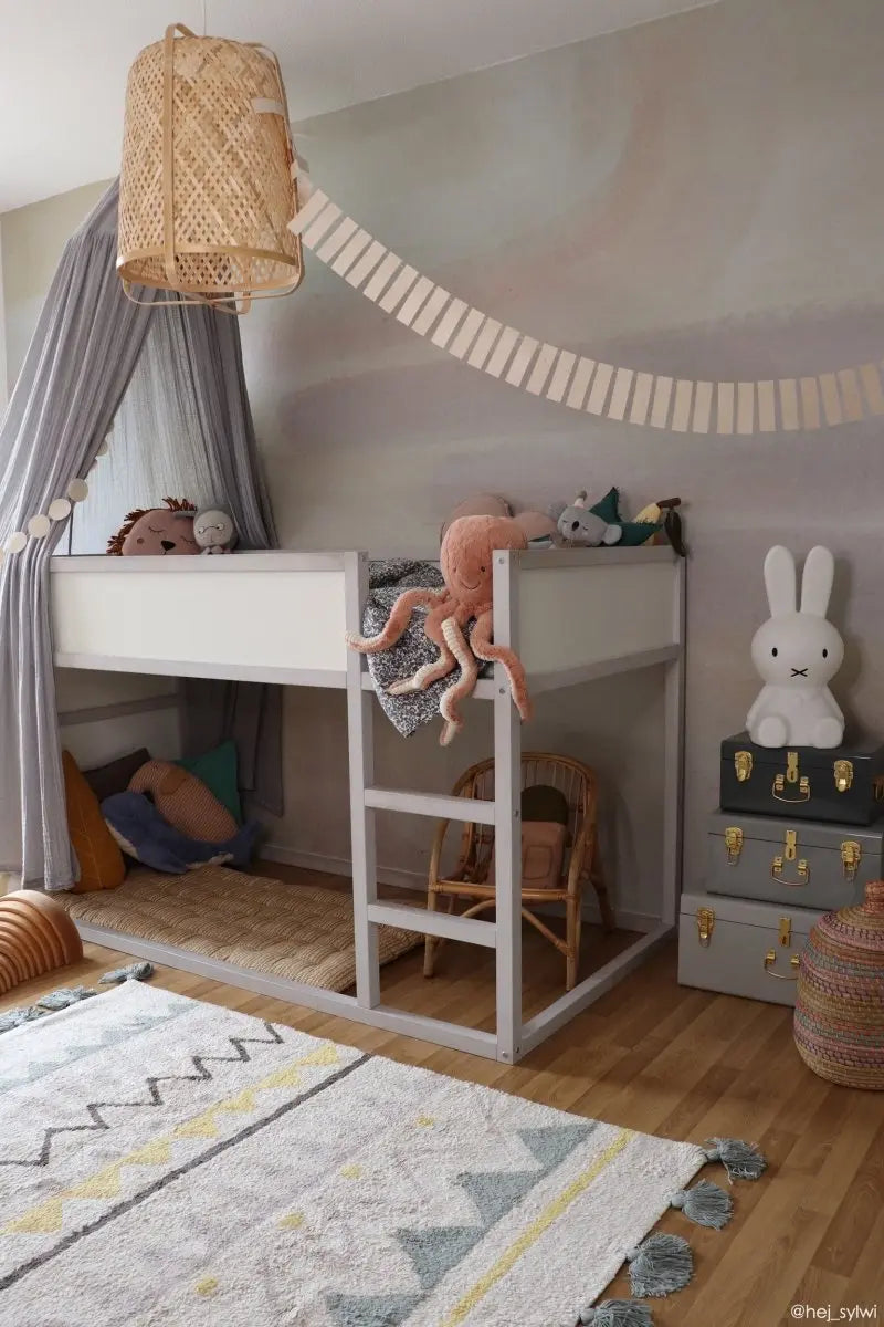 LORENA CANALS - Tapis Lavable Azteca Naturel - Vintage Bleu 120 X 160 cm