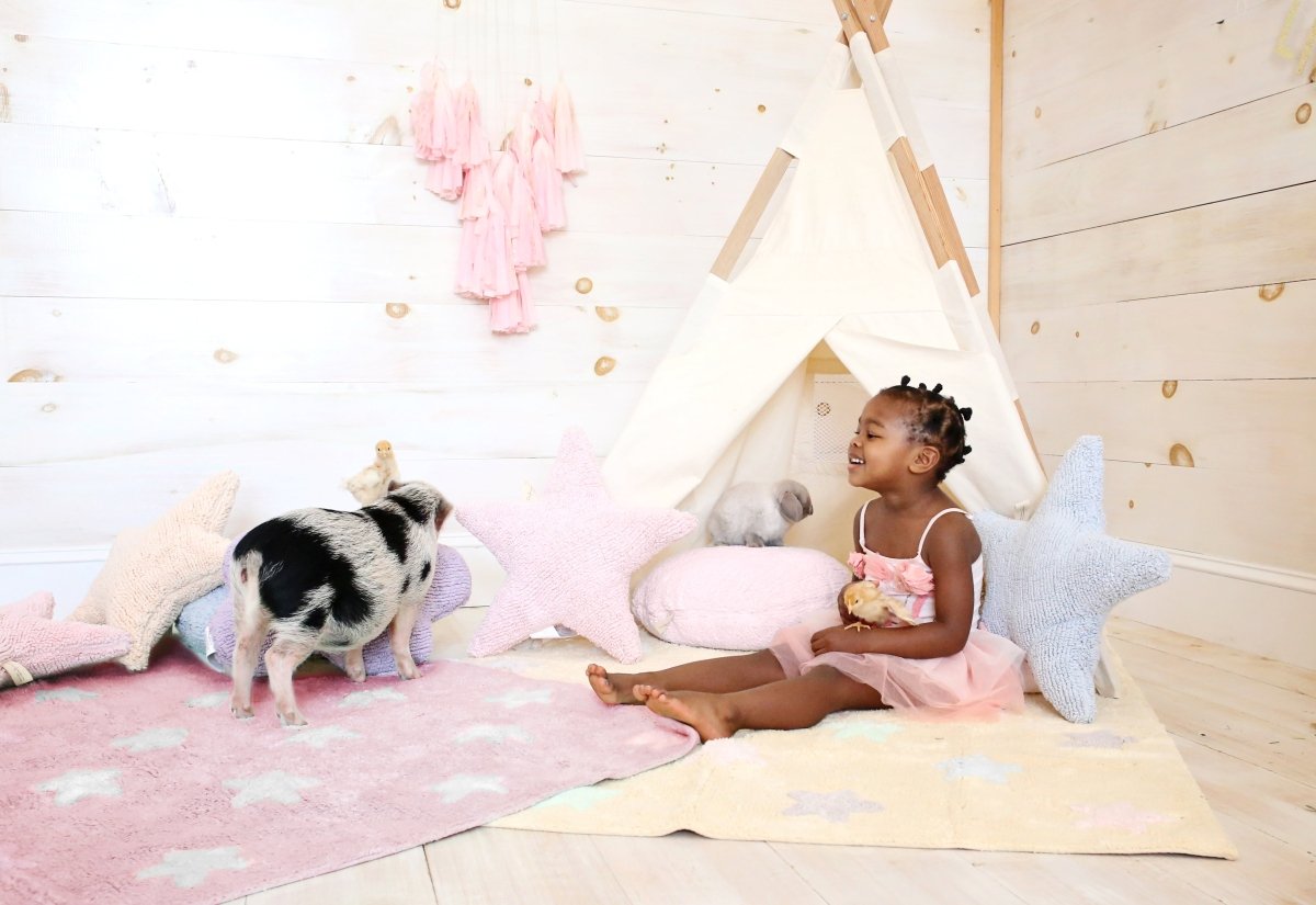 LORENA CANALS - Tapis Lavable Etoiles Rose 120 x 160 Cm