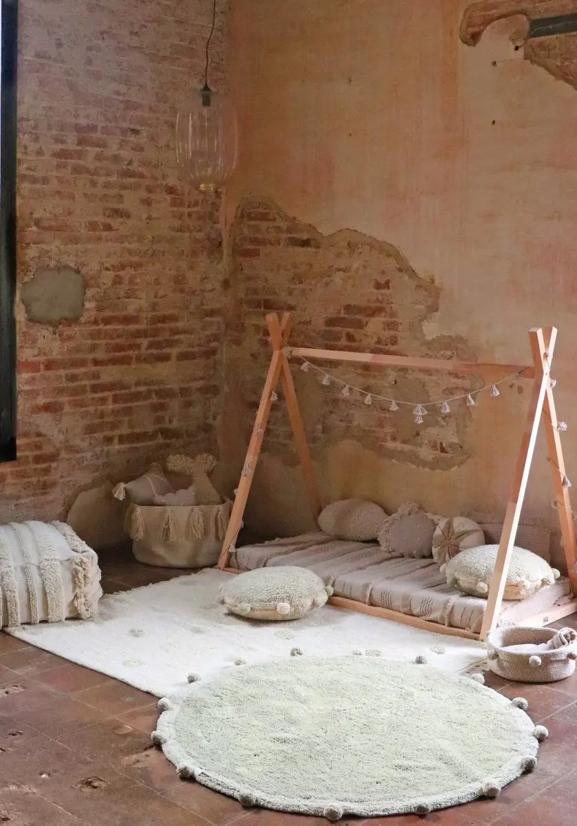 LORENA CANALS - Tapis Lavable Hippy Dots Naturel - Olive 120 X 160 Cm - Les Petits