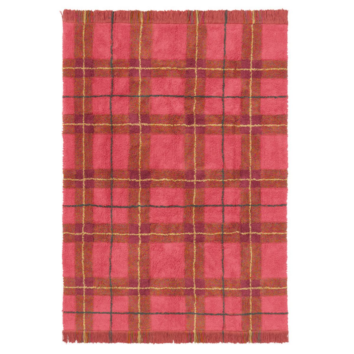 LORENA CANALS - Tapis Lavable Motif Tartan - Rouge Vintage 90 X 120 Cm