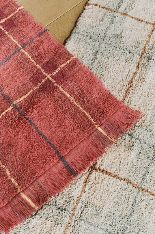 LORENA CANALS - Tapis Lavable Motif Tartan - Rouge Vintage 90 X 120 Cm