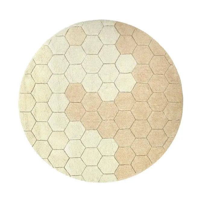LORENA CANALS - Tapis Lavable Rond Nid D'abeille Doré