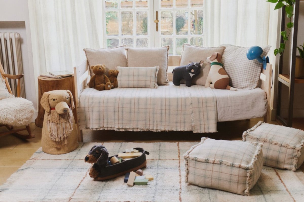 LORENA CANALS - Tapis Lavable Tartan - Bleu Sauge 140 Cm X 190 Cm