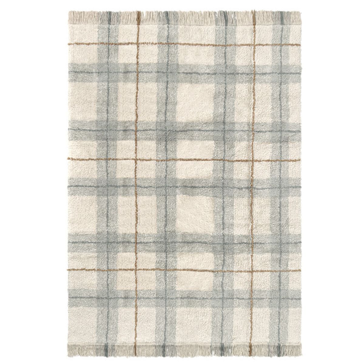 LORENA CANALS - Tapis Lavable Tartan - Bleu Sauge 140 Cm X 190 Cm