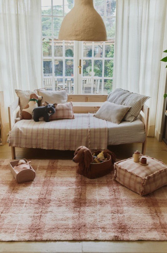 LORENA CANALS - Tapis Lavable Tartan - Rose 90 X 120 Cm