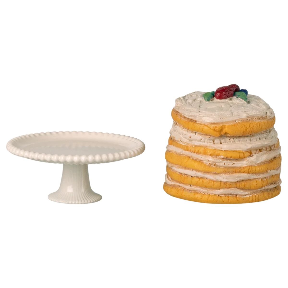 MAILEG - Gâteau De Fête Et Son Présentoir, Pour Souris Maileg - Blanc Cassé