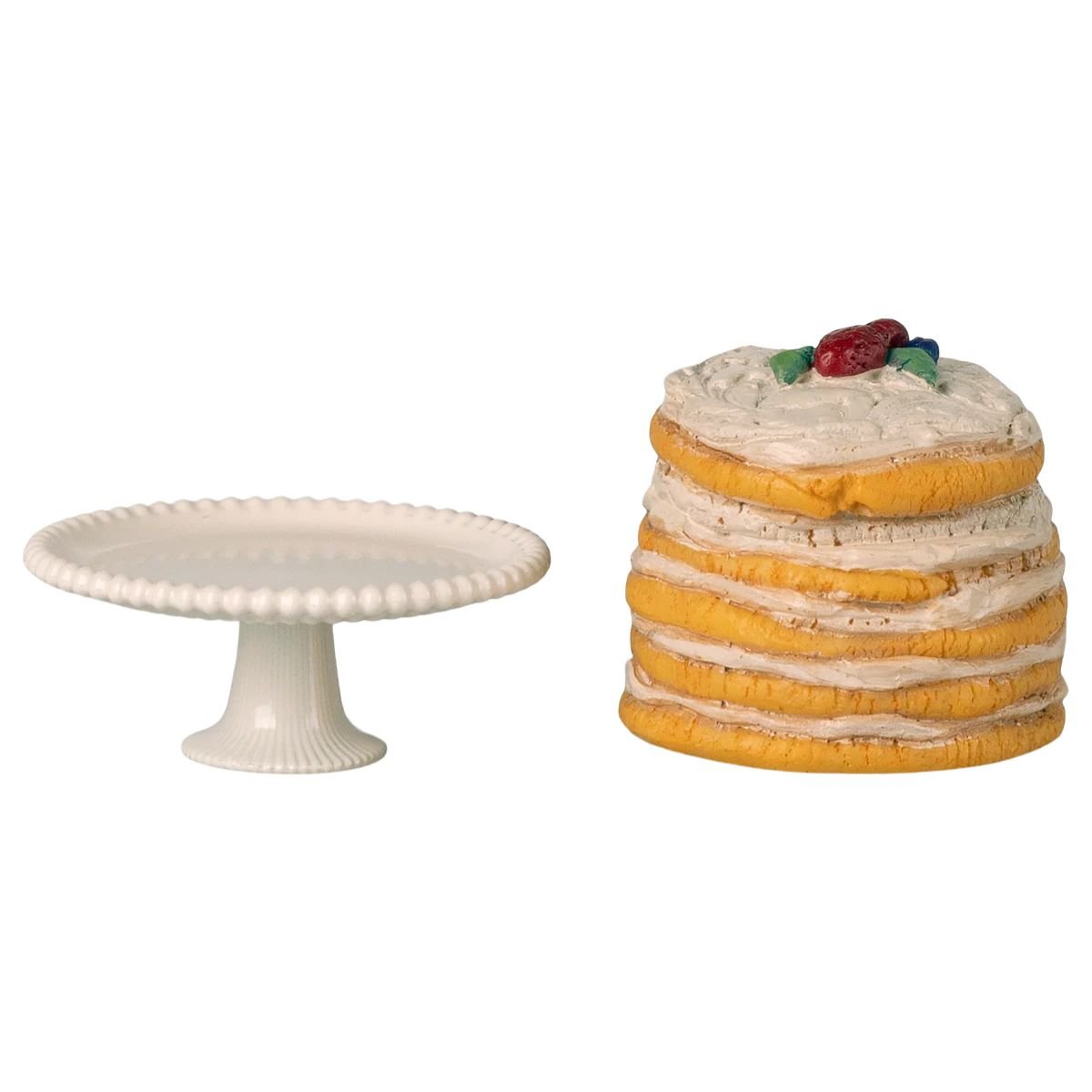 MAILEG - Gâteau De Fête Et Son Présentoir, Pour Souris Maileg - Blanc Cassé