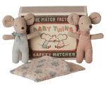 MAILEG-Jumeaux, Bébés Souris En Boîte D'Allumettes – Motif À Carreaux