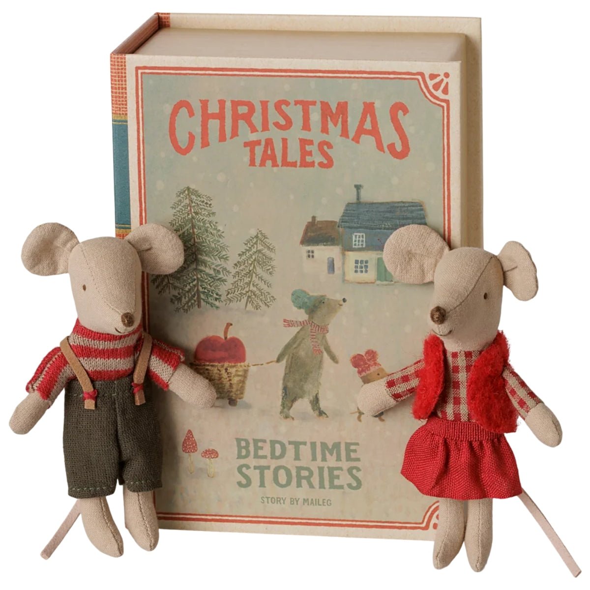MAILEG-Jumeaux Souris De Noël, Petite Sœur Et Petit Frère Dans Leur Coffret Livre