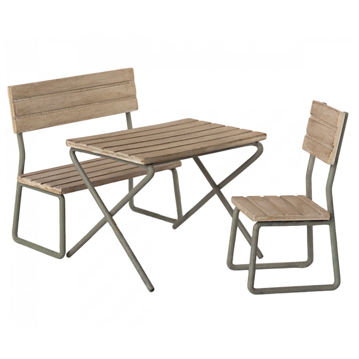 MAILEG-Mobilier De Jardin- Ensemble Table, Chaise Et Banc-Les Petits