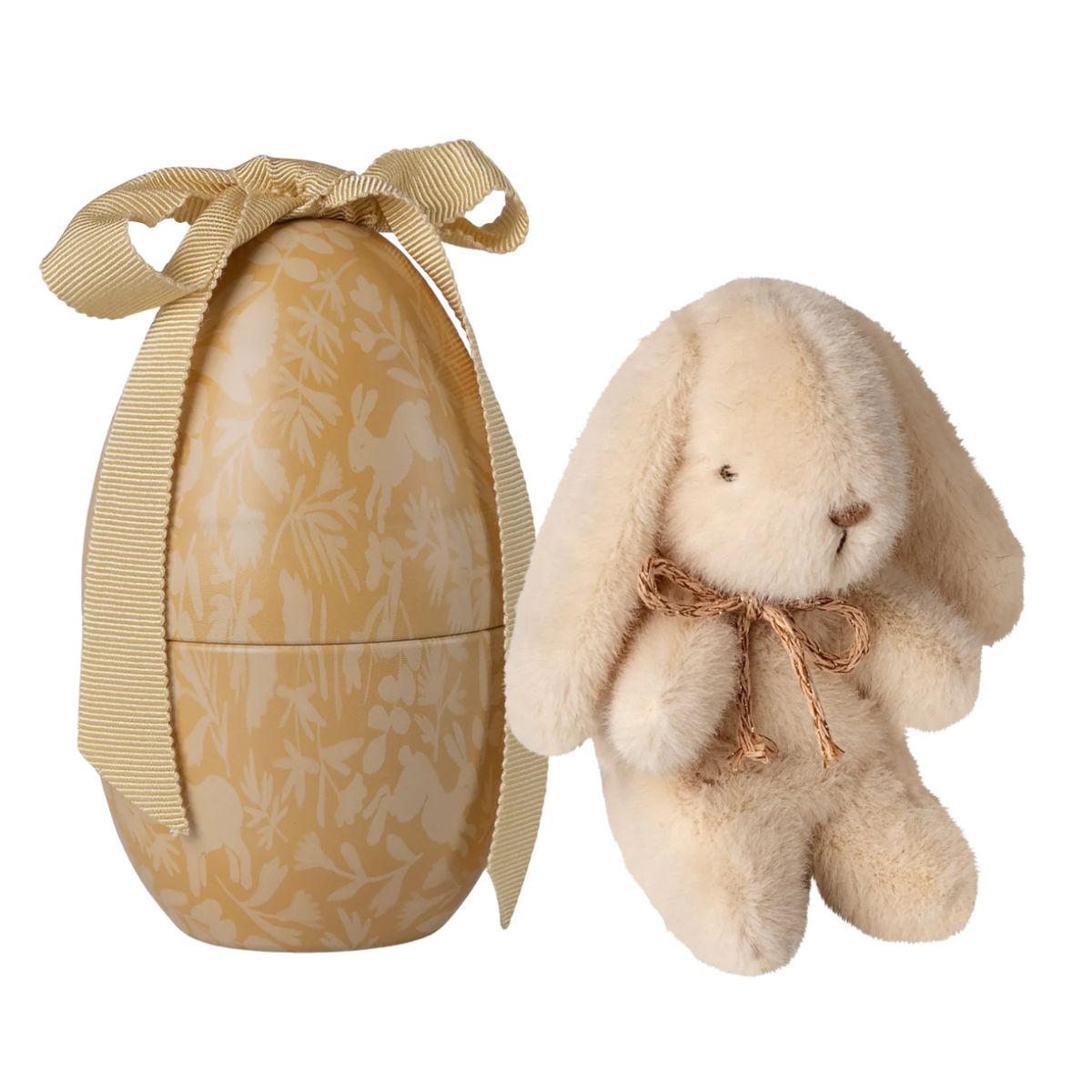 MAILEG - Œuf De Pâques & Peluche Lapin Jaune Crème, Mini