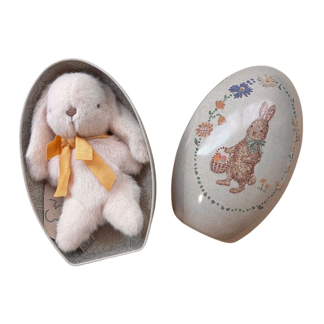 MAILEG - Peluche Lapin, Mini - Crème Avec Œuf de Pâques Grande Taille