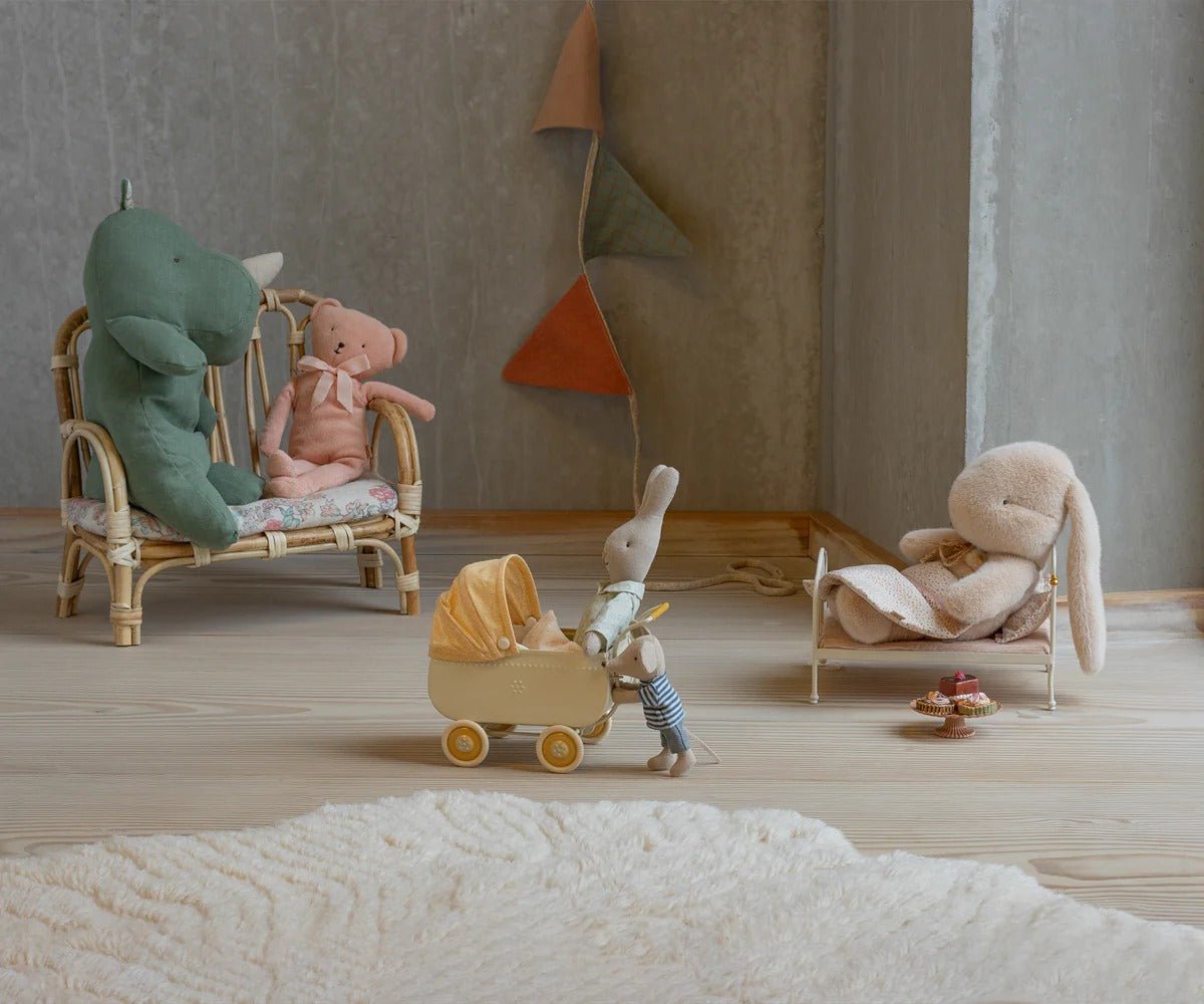 MAILEG - Peluche Lapin, Moyen - Pêche Crème
