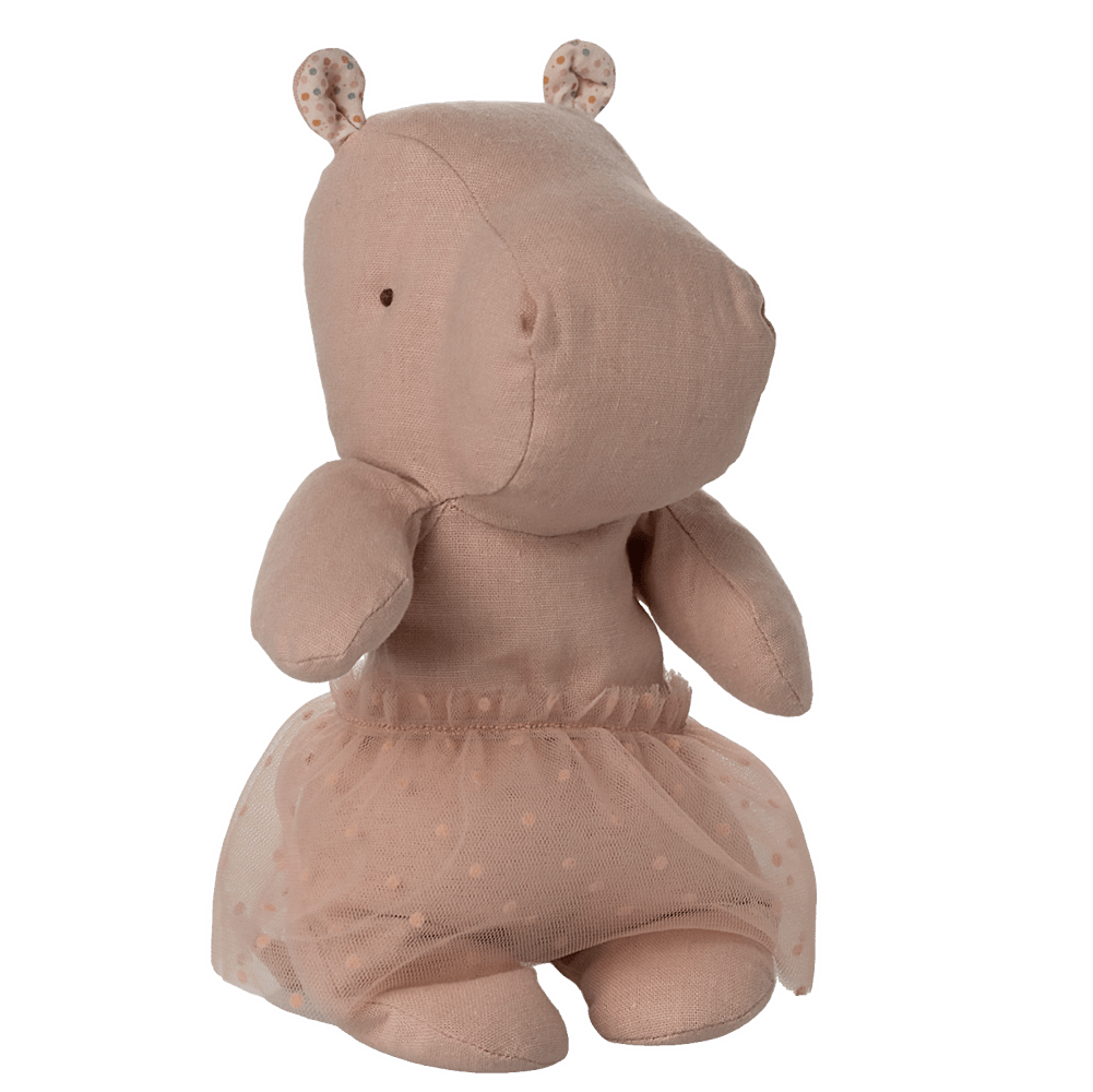 MAILEG - Safari Friends, Peluche Hippo Avec Jupe, Petite - Rose