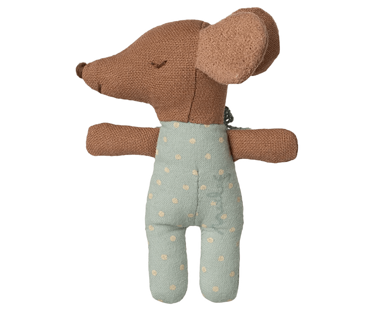 MAILEG - Souris Bébé "Sleepy Wakey" Dans Sa Boîte - Bleu