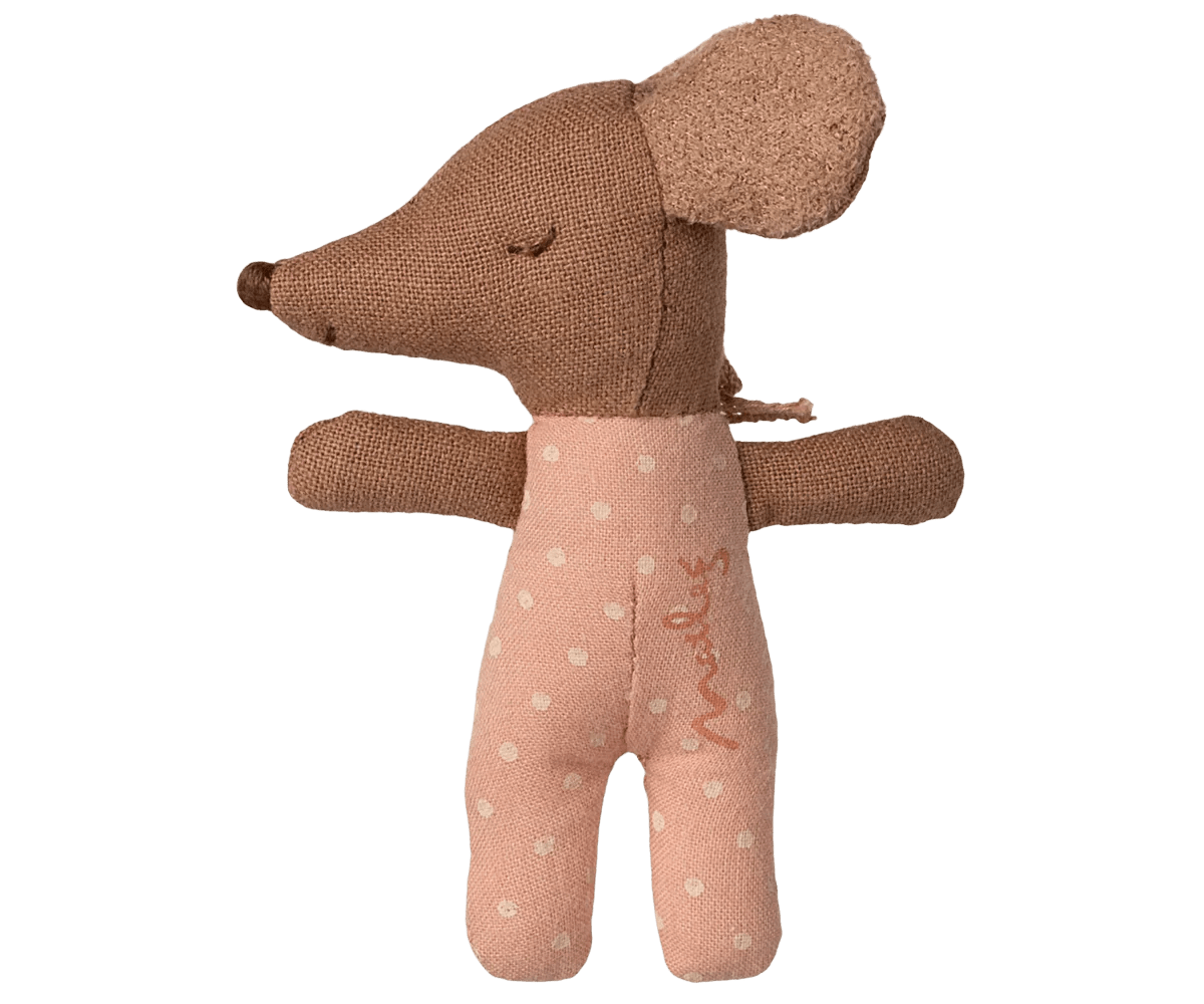 MAILEG - Souris Bébé "Sleepy Wakey" Dans Sa Boîte - Rose