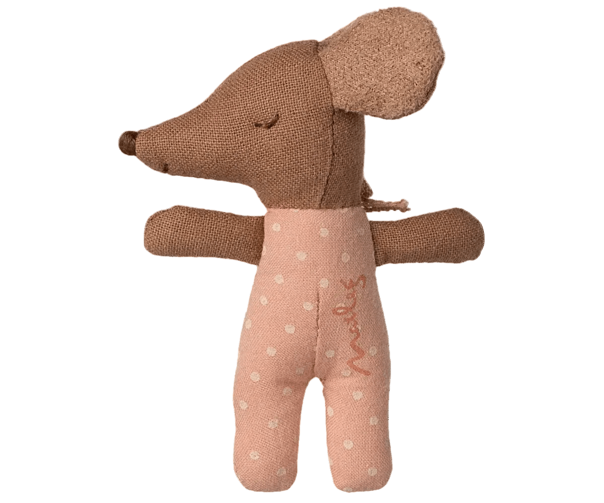 MAILEG - Souris Bébé "Sleepy Wakey" Dans Sa Boîte - Rose