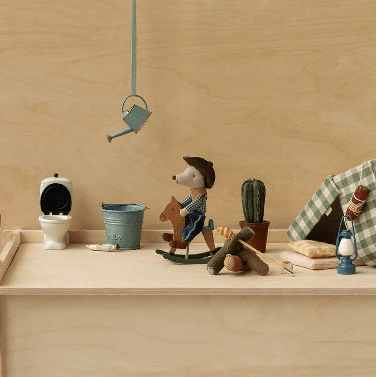 MAILEG - Souris Cowboy Sur Cheval À Bascule, Petit Frère