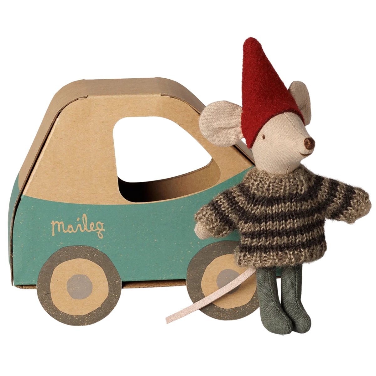 MAILEG-Souris De Noël, Petit Frère Dans Une Boîte En Forme De Voiture