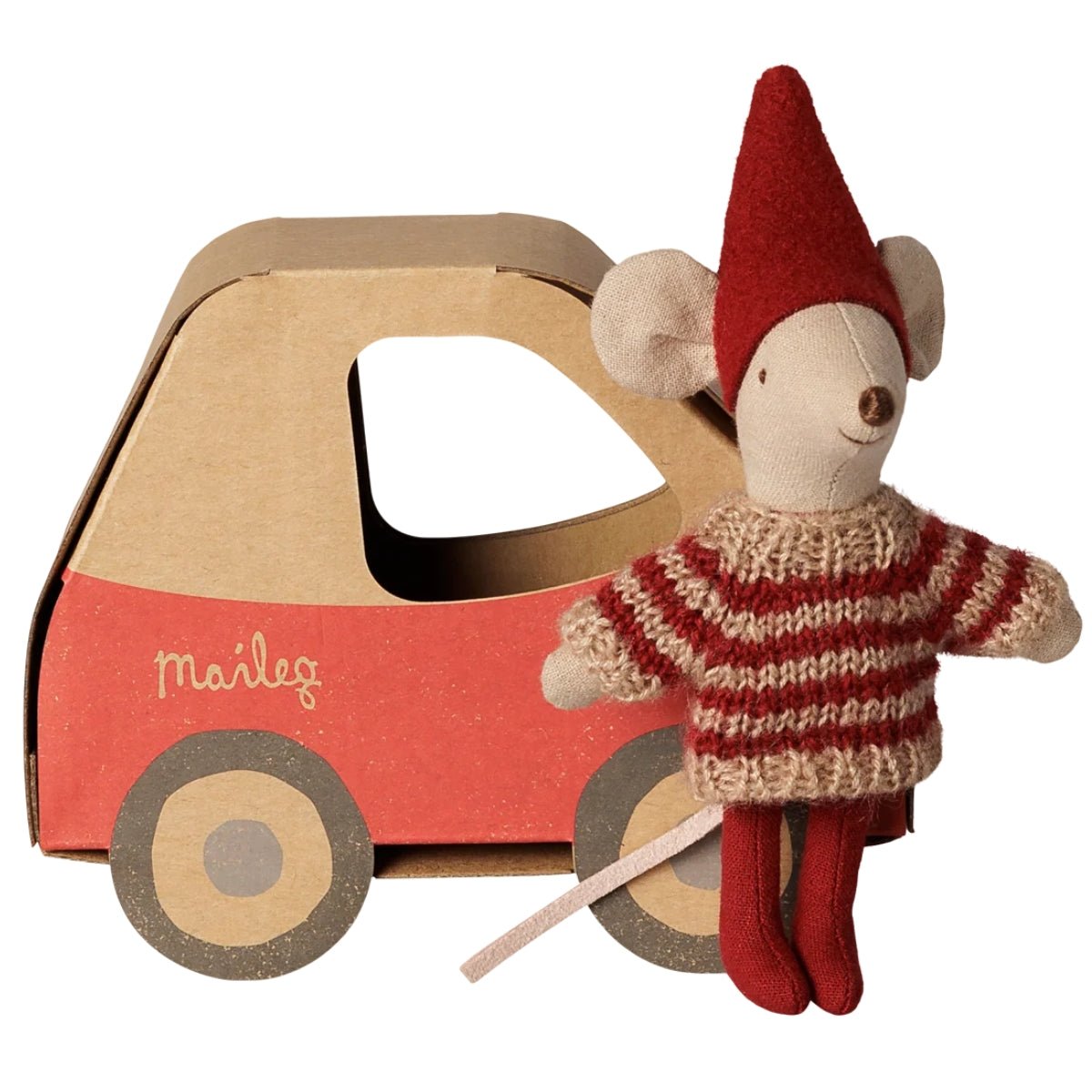 MAILEG-Souris De Noël, Petite Sœur Dans Une Boîte En Forme De Voiture