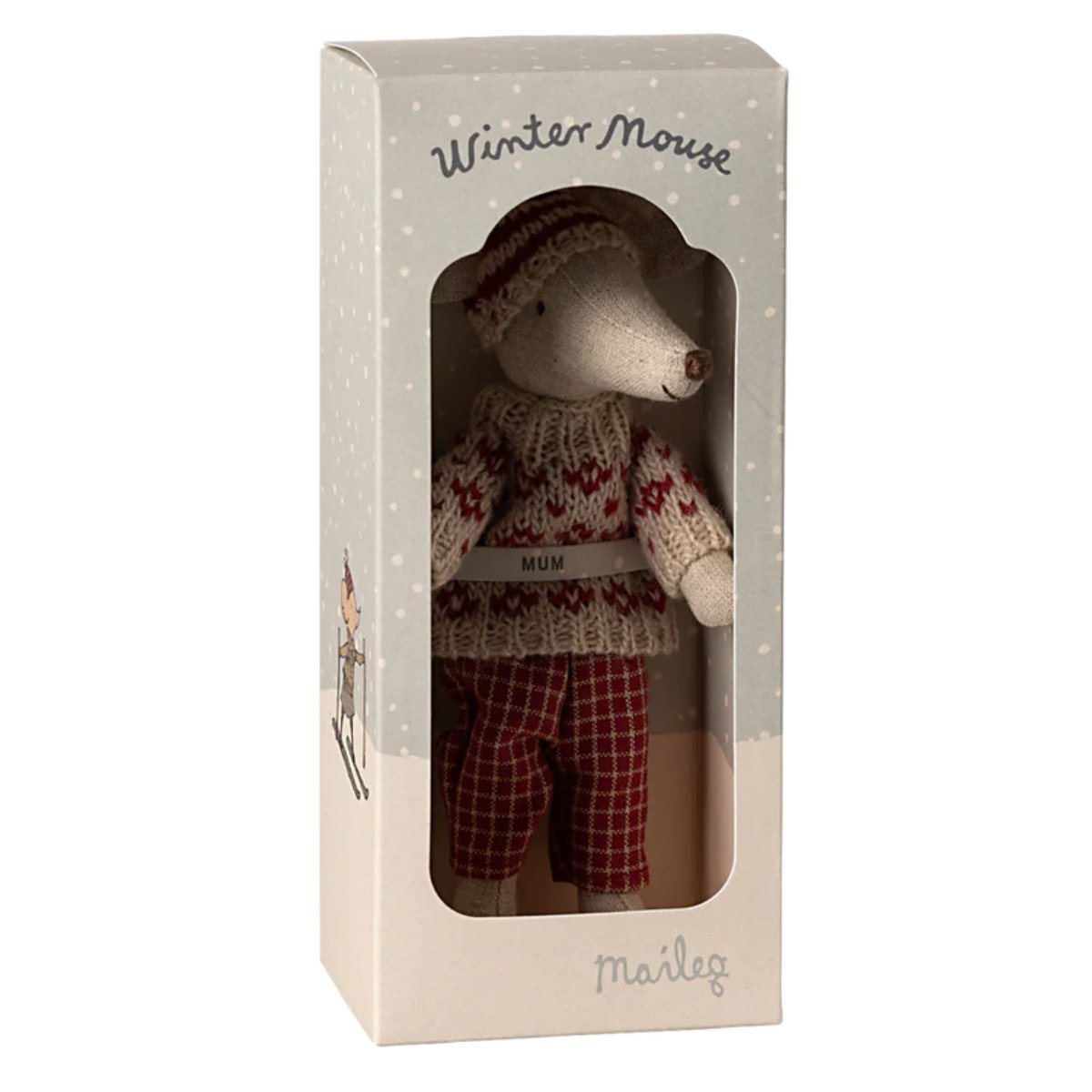 MAILEG - Souris D'hiver Avec Set De Ski Mum - Rouge