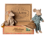 MAILEG - Souris Papa Et Maman Dans Une Boîte À Cigares