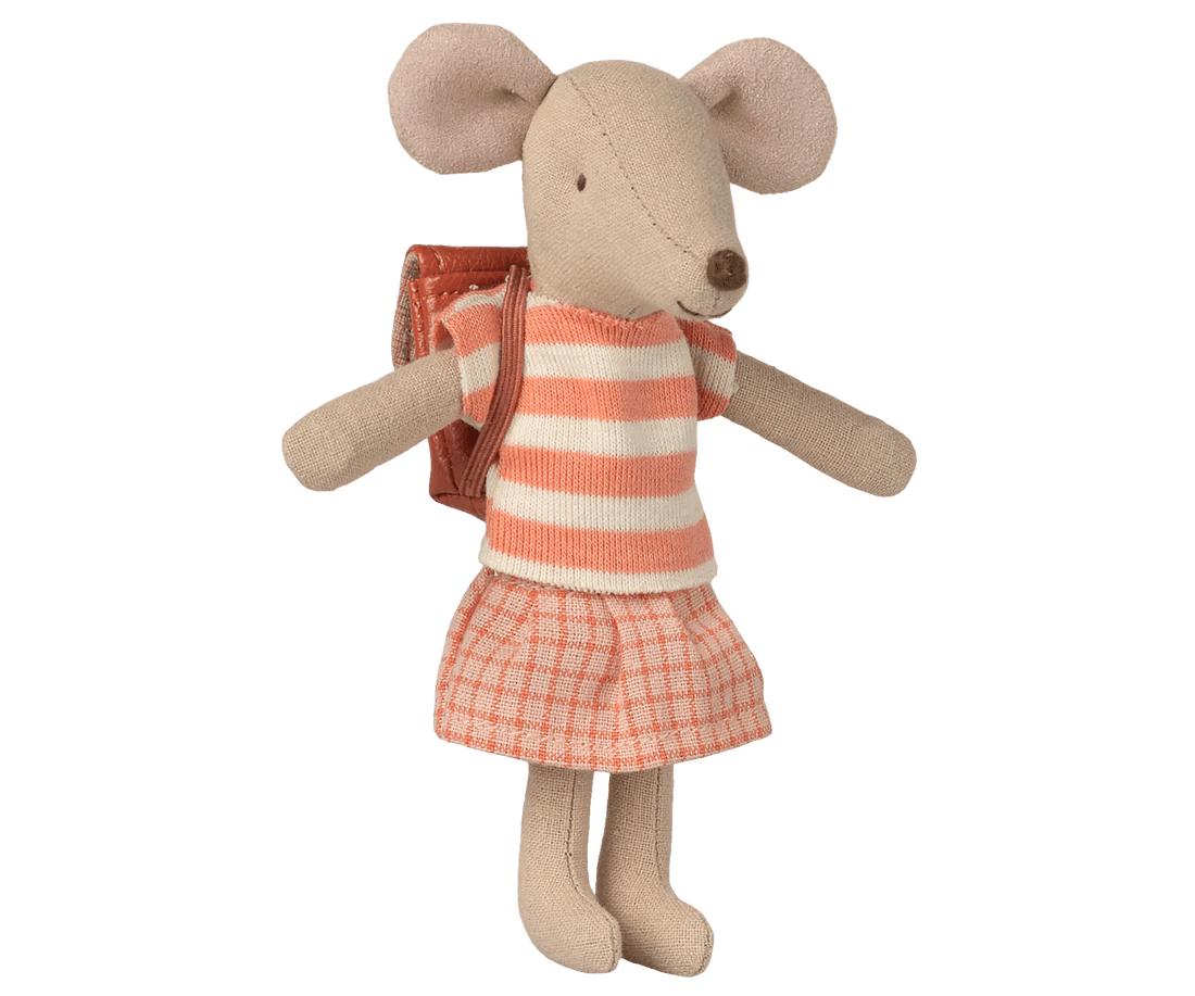 MAILEG - Souris Tricycle, Grande Sœur - Corail