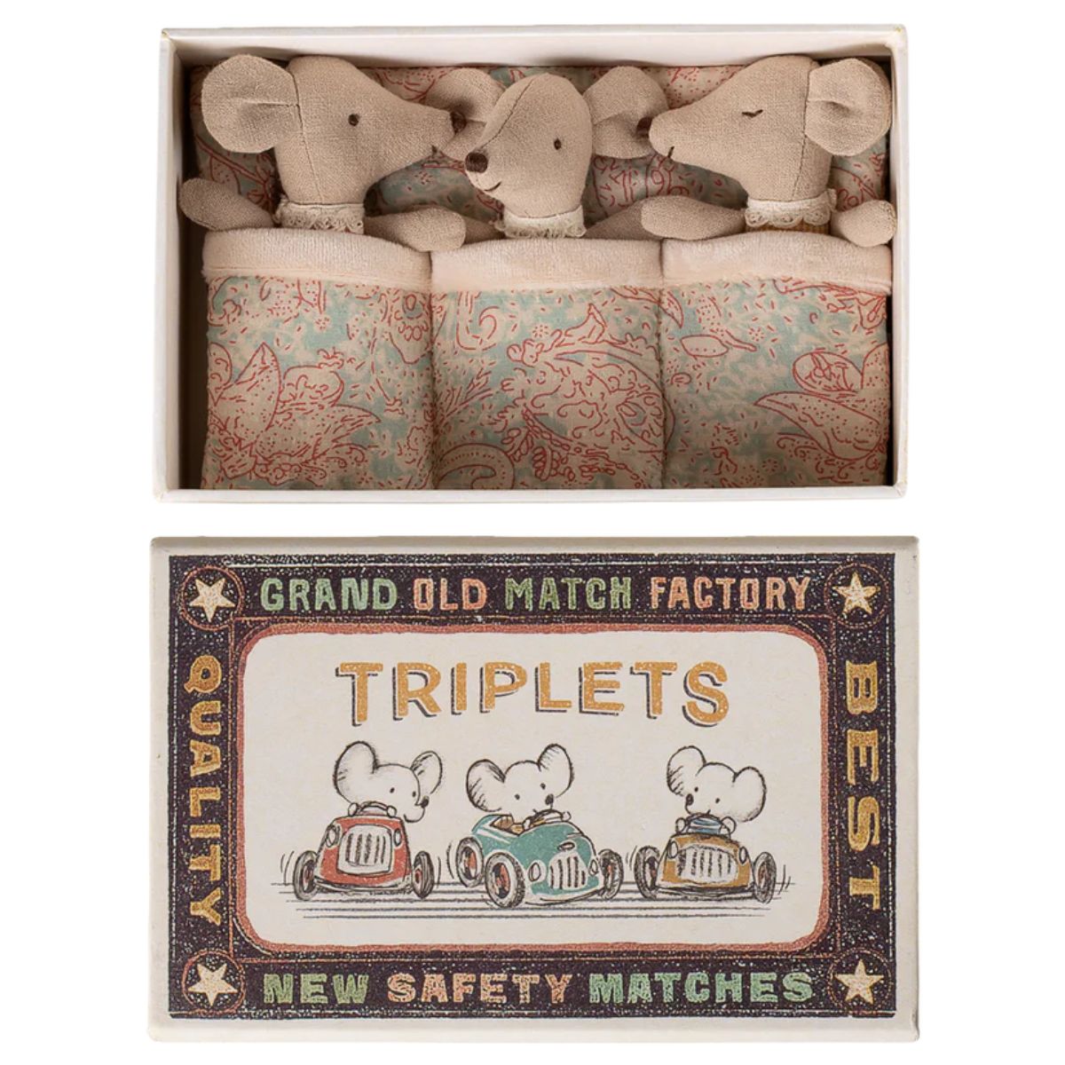 MAILEG - Triplés, Bébés Souris Dans Leur Boîte Assortie - Vichy