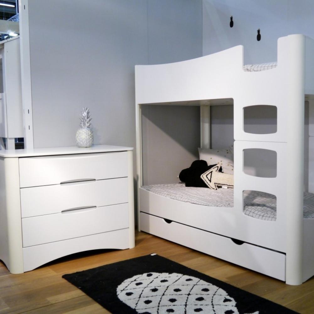 MATHY BY BOLS - Lit Superposé 162 Indissociable FUSION Profiles Blanc 90 x 190cm