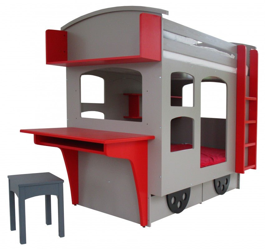 MATHY BY BOLS - Lit WAGON Avec Bureau + Étagère 90x190 cm
