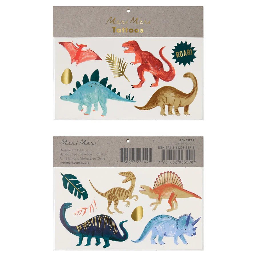 MERI MERI - Set De 2 Grandes Planches De Tatouages - Dinosaures