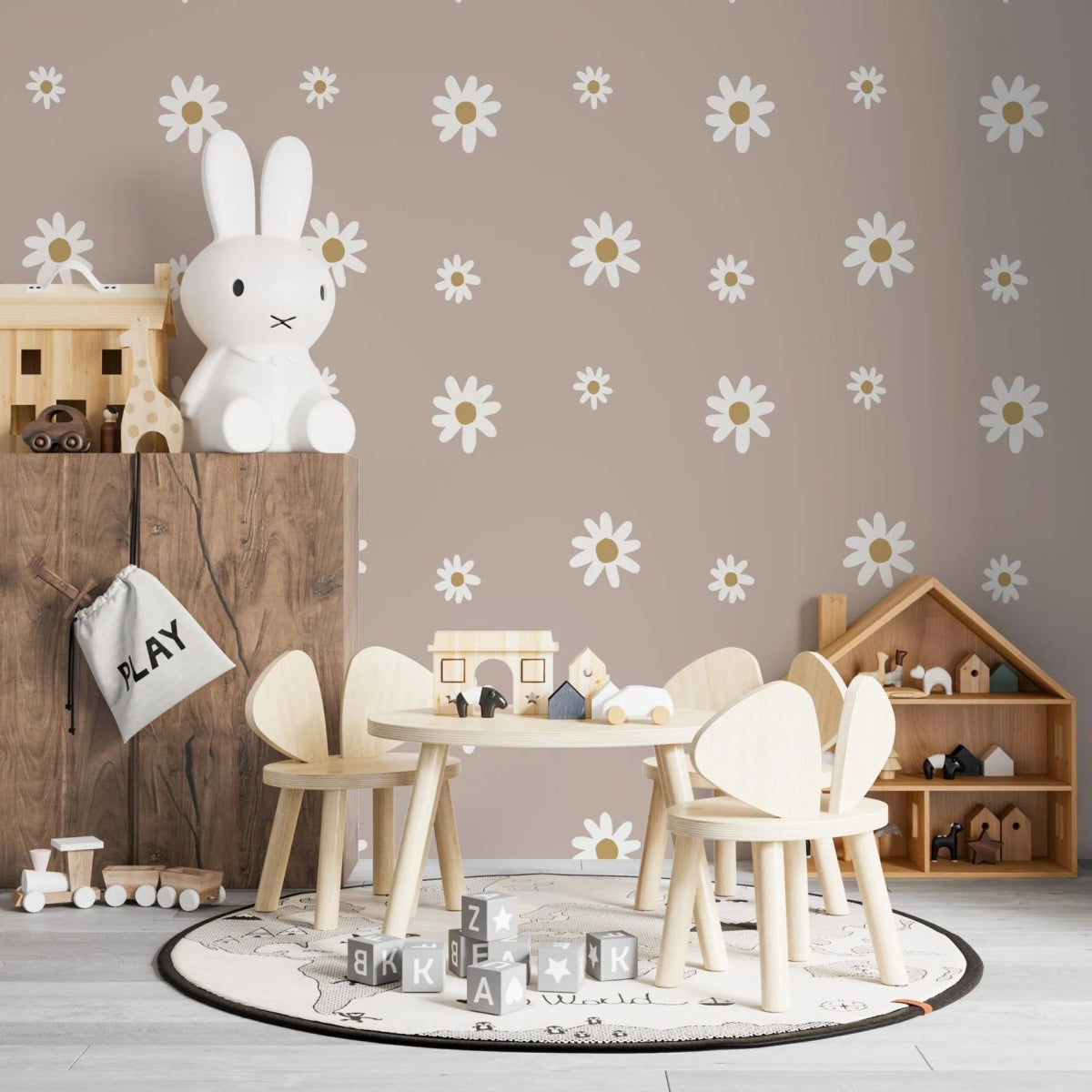 MUNKS & ME - Grand Papier Peint Panoramique Pour Enfants - À Motifs Floraux De Marguerites