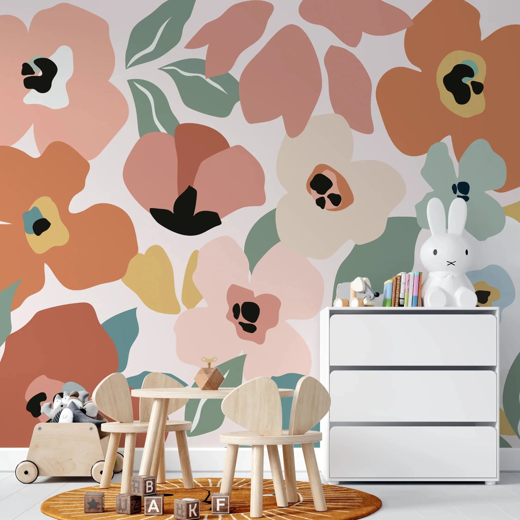 MUNKS & ME - Papier Peint Chambre Enfant Floral De Sienne - Lumineux