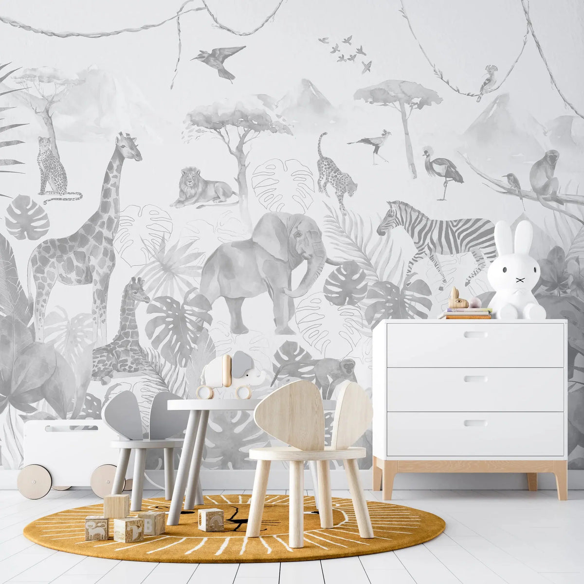 MUNKS & ME - Papier Peint Chambre Enfant Jungle Paradisiaque - Monochromes