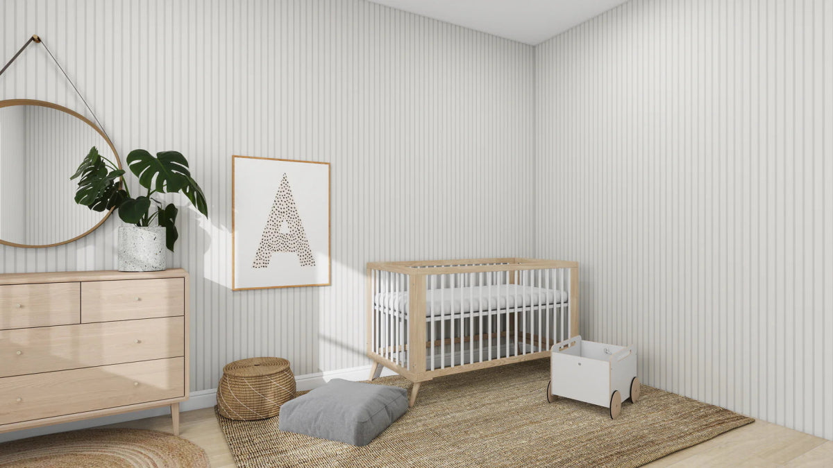 MUNKS & ME - Papier Peint Panoramique Pour Enfants - À Fines Rayures Beige Clair